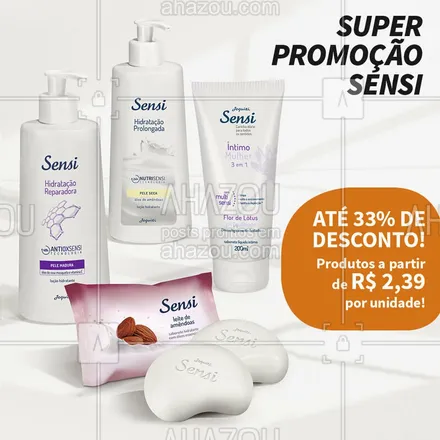 posts, legendas e frases de revendedoras, jequiti para whatsapp, instagram e facebook: Produtos a partir de R$2,39 e descontos de até 33% na linha Sensi, nesse episódio 7! Tem Sabonetes, Loções Hidratantes e Creme para Mãos! Fale com uma consultora ou acesse www.jequiti.com.br e aproveite essa variedade de produtos em promo!
⠀
#Sensi #Promo #LoçõesHidratantes #SabonetesSensi