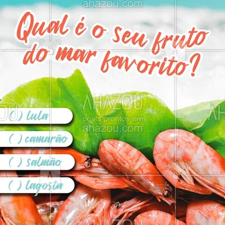 posts, legendas e frases de peixes & frutos do mar para whatsapp, instagram e facebook: E aí, qual desses é o seu favorito? Comenta aqui embaixo! 🤩👇
#ahazoutaste #instafood  #frutosdomar  #pescados  #peixes 