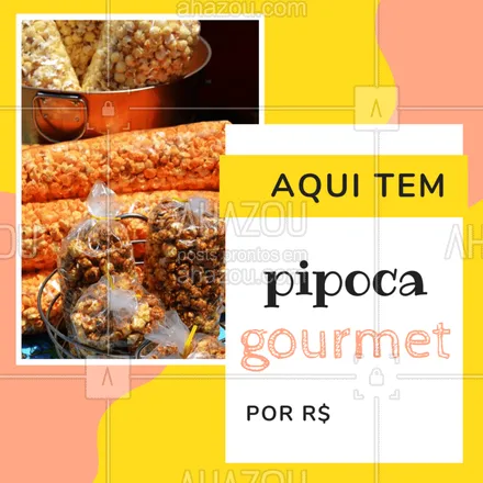 posts, legendas e frases de comidas variadas para whatsapp, instagram e facebook: Vai perder essa delícia? #pipoca #pipocagourmet #ahazou #gastronomia
