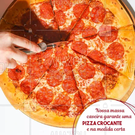 posts, legendas e frases de pizzaria para whatsapp, instagram e facebook: Falou em massa caseira? Nós temos! Nossa massa é preparada especialmente para nossas pizas ficarem irresistível na medida certa de massa e recheio, isso garante nosso sabor ? #ahazoutaste #pizzalife #pizza #pizzaria #pizzalovers #massa #massapizza #massaartesanal #massacaseira #caseira #artesanal