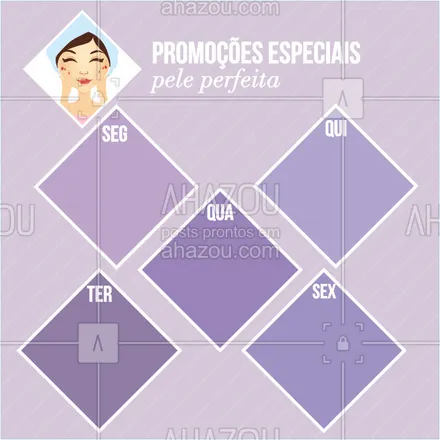 posts, legendas e frases de estética facial para whatsapp, instagram e facebook: Aproveite esta semana recheada de promos super especiais para você renovar a sua pele e ficar ainda mais linda! ? #peleperfeita #ahazou #esteticafacial #promocao