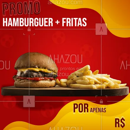 posts, legendas e frases de hamburguer para whatsapp, instagram e facebook: Um Burguer com fritas é uma combinação perfeita concorda? Então corre e pede agora o seu! ?? #hambúrguer #ahazoufood #comida #fastfood