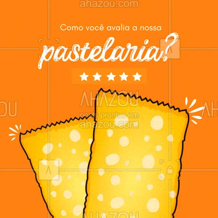 posts, legendas e frases de pastelaria  para whatsapp, instagram e facebook: Chegou o momento de você nos dar um feedback! De 1 a 5, que nota você daria para a nossa pastelaria?  #ahazoutaste #amopastel  #foodlovers  #instafood  #pastel  #pastelaria  #pastelrecheado 