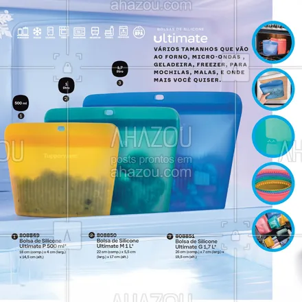 posts, legendas e frases de tupperware para whatsapp, instagram e facebook: Guarde, conserve ou organize o que precisar. Com a Bolsa de Silicone Ultimate, tudo fica mais fácil! 
#ahazourevenda #ahazoutupperware