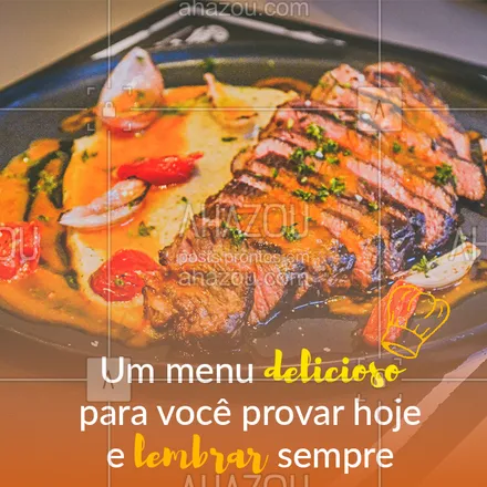 posts, legendas e frases de assuntos variados de gastronomia para whatsapp, instagram e facebook: Sabor inesquecível! Venha saborear os nossos pratos! ? #gastronomia #ahazoutaste #motivacional