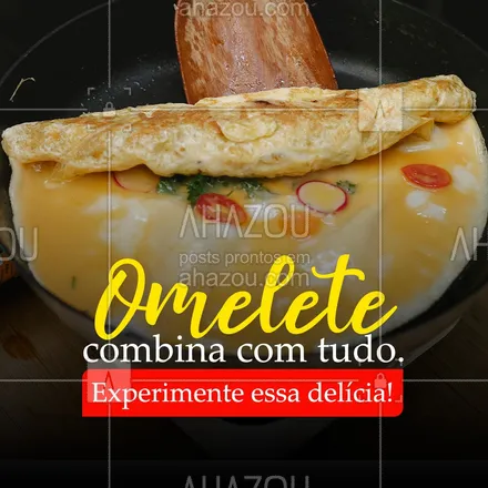 posts, legendas e frases de à la carte & self service para whatsapp, instagram e facebook: Nossa omelete é super famosa por aqui por ser um prato delicioso e suculento, perfeito para o dia a dia 🥚 #ahazoutaste #omelete #refeição #convite #almoço #jantar #pratos #alacarte 
