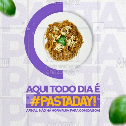posts, legendas e frases de cozinha italiana para whatsapp, instagram e facebook: Dia 25 de Outubro é comemorado o dia Internacional da Massa, mas quando se trata de comida gostosa, comemoramos todos os dias! #ahazoutaste #massas #comidaitaliana #italianfood #cozinhaitaliana #italy #pasta #ahazoutaste 