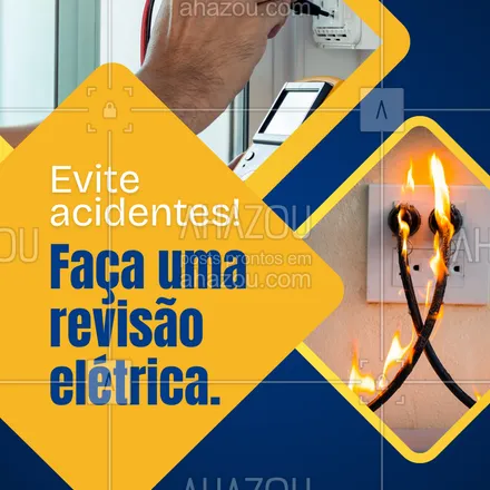 posts, legendas e frases de  para whatsapp, instagram e facebook: Fios expostos, tomadas quentes ou luzes piscando são sinais de perigo! Não arrisque, chame um profissional qualificado para revisar sua instalação.
📞 Atendimento rápido!
#RevisãoElétrica #Segurança #Eletricista #PrevençãoDeAcidentes
