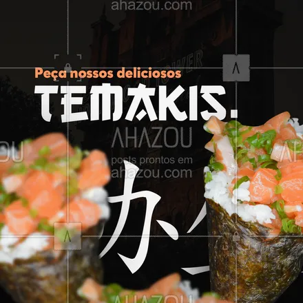 posts, legendas e frases de cozinha japonesa para whatsapp, instagram e facebook: Temaki é o que falta para o seu dia se tornar perfeito.
Peça já e comemore o Hallowen em grande estilo.
#ahazoutaste #halloween #diadasbruxas #sushidelivery  #japanesefood  #sushilovers  #japa  #comidajaponesa 