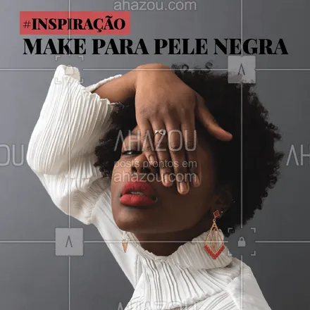 posts, legendas e frases de maquiagem para whatsapp, instagram e facebook: O que acham dessa inspiração, meninas? Batom vibrante na pele negra é mara! #pelenegra #maquiagem #ahazou #make #inspiracaomake