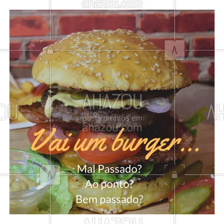 posts, legendas e frases de hamburguer para whatsapp, instagram e facebook: E aí, qual a sua pedida de hoje? #delivery #hamburguer #ahazou #hamburgueria #loucosporburger