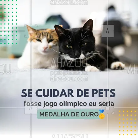 posts, legendas e frases de assuntos variados de Pets para whatsapp, instagram e facebook: Se cuidar com amor e carinho do seu pet fosse esporte olímpico, meu quadro de medalhas de ouro estaria completo 🥇. 

Então aproveite para agendar um horário e ter a certeza de que seu melhor amigo está em boas mãos ✨. 

#AhazouPet #cats #dogs #petlovers #petsofinstagram #cuidadopet #olímpiadas2024