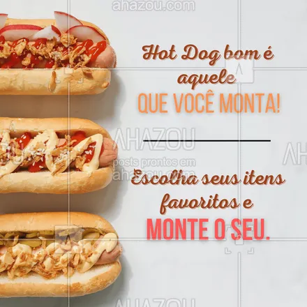 posts, legendas e frases de hot dog  para whatsapp, instagram e facebook: Estamos esperando o seu pedido para montar o seu cachorro quente favorito! 😋🌭
#ahazoutaste #cachorroquente  #food  #hotdog  #hotdoggourmet  #hotdoglovers 