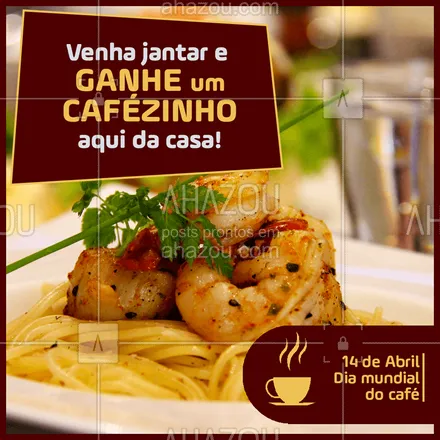 posts, legendas e frases de cozinha italiana para whatsapp, instagram e facebook: Quem não ama um cafezinho, em? Bora garantir o seu! ?
#ahazoutaste #food #diadocafe #delicia