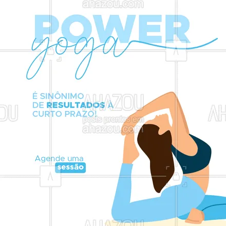 posts, legendas e frases de yoga para whatsapp, instagram e facebook: Venha praticar yoga com fluxos de movimento mais intensos, priorize sua saúde 😉 #AhazouSaude #poweryoga #fluxosdemovimento #intensidade #yogalife  #yoga #saude
