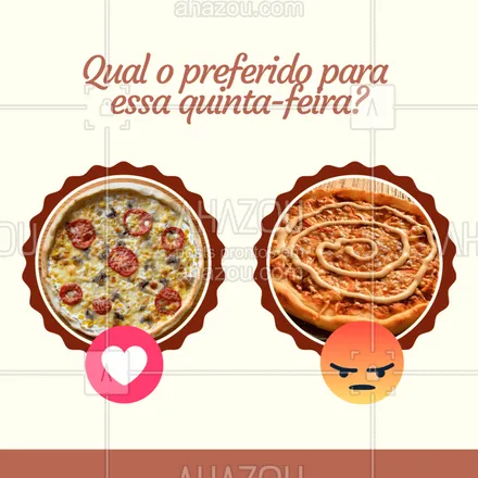 posts, legendas e frases de pizzaria para whatsapp, instagram e facebook: Qual vocês preferem? Conta pra gente!?
Ah, aqui nós servimos os dois, para satisfazer o gosto de ca um de vocês.
#pizza #tomate #ahazou #quintafeira