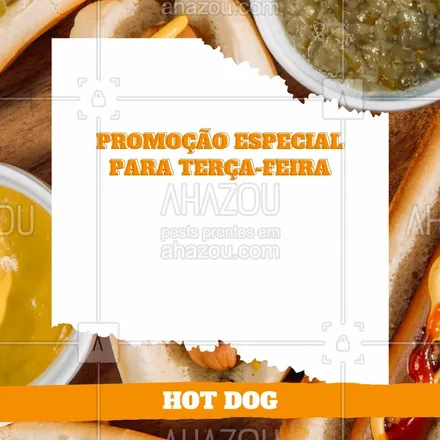 posts, legendas e frases de hot dog  para whatsapp, instagram e facebook: Um dogão é bom, mas dois e com promoção ainda? Só melhora! Aproveite. 😋 #hotdog #promocional #terça #ahazoutaste #cachorroquente #hotdoggourmet 