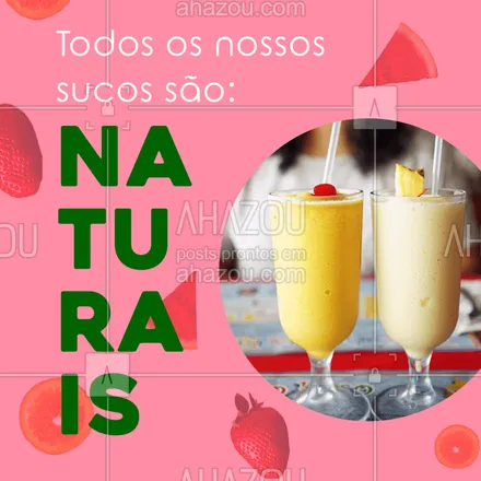 posts, legendas e frases de natura, assuntos variados de gastronomia para whatsapp, instagram e facebook: Não é atoa que nossos sucos tem um gosto especial todos eles são feitos da polpa da fruta natural, vem provar ?????

#frutas #sucos #naturais #ahazou #saudável #refrescante 