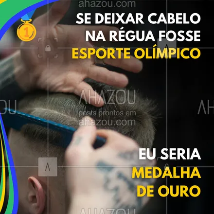 posts, legendas e frases de barbearia para whatsapp, instagram e facebook: Se fazer um corte perfeito fosse esporte olímpico, já estaríamos com uma coleção de medalhas! 😂 

Agende um horário agora mesmo e saia com um estilo de campeão 🥇! 

#AhazouBeauty #barba #barbearia #barbeiro #barber #olímpiadas2024