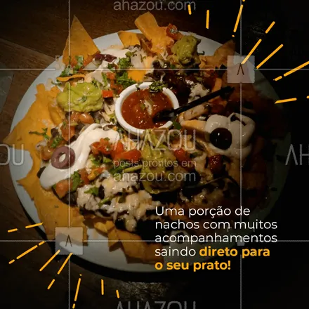 posts, legendas e frases de cozinha mexicana para whatsapp, instagram e facebook: Nachos é uma delicia com os nossos acompanhamentos ficam perfeitos, o combo ideal para você pedir hoje ? #ahazoutaste #nachos #combo #pedido #convite #restaurantemexicano #acompanhamento 
