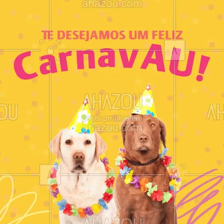 posts, legendas e frases de assuntos variados de Pets para whatsapp, instagram e facebook: Passando para te desejar um CarnaVAU cheio de folia e alegria ao lado do seu amiguinho!!! ?? 
#carnaval #pet #petshop #ahazoupet #petlovers #folia 