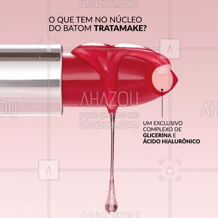 posts, legendas e frases de avon para whatsapp, instagram e facebook: Nesse núcleo branquinho do Batom Tratamake tem ativos poderosos de skincare: um complexo com glicerina e ácido hialurônico que hidrata e nutre os lábios, reduzindo linhas finas e vincos. E continua tratando até depois de tirar do batom! Por isso que Tratamake é a #MakeQueTeTrataBem e só a Avon tem! #ahazouavon #ahazourevenda