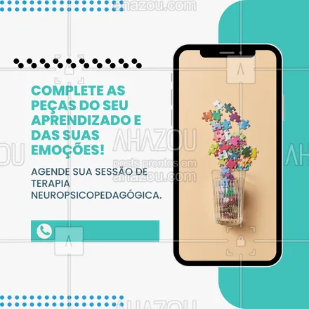 posts, legendas e frases de saúde mental para whatsapp, instagram e facebook: 🧠✨ "Cada peça tem o seu lugar. Na Terapia Neuropsicopedagógica, ajudamos você a montar o quebra-cabeça do aprendizado e das emoções. Dê o primeiro passo para um desenvolvimento mais completo!"
👉 Agende agora sua sessão e descubra novas possibilidades! #AhazouSaude #saudemental #viverbem #qualidadedevida #terapia #terapianeuropsicopedagógica