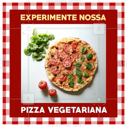 posts, legendas e frases de pizzaria para whatsapp, instagram e facebook: Quem disse que pizza veggie não é uma delicia? Experimente e apaixone-se! #pizza #ahazou #pizzaria #alimentaçao #comida