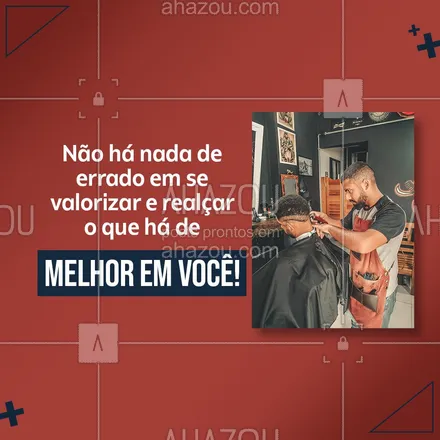 posts, legendas e frases de barbearia para whatsapp, instagram e facebook: Não tenha medo de investir na sua autoestima e em dedicar um tempo para cuidar de você mesmo. Homem que se cuida também é um homem forte! 😉😎 #AhazouBeauty #brasilbarbers  #barbershop  #barberShop  #barber  #barbeirosbrasil #motivacional #barbearia  #barbeiro 