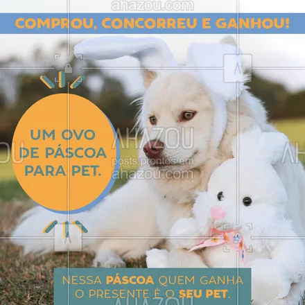 posts, legendas e frases de petshop para whatsapp, instagram e facebook: Nessa páscoa você compra e seu pet concorre à um ovo de chocolate.?
Delícia né? Pois é! Para participar basta comprar algum pacote ou produto em nosso estabelecimento. Corre pra cá. Ah, não se preocupe! O chocolate é feito para cães.
#pet #petlovers #ahazoupet #promocao #pascoa