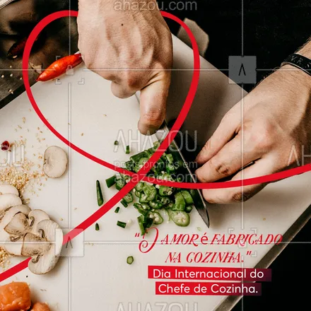 posts, legendas e frases de assuntos variados de gastronomia para whatsapp, instagram e facebook: Engana-se quem diz que o amor não se pode ver, pois um chefe de cozinha fabrica o amor e ele tem um gosto surpreendente. #culinaria #foodie #foodlover #gastronomia #gastronomy #instafood #ahazoutaste #frase #frases #motivacional #postdefrase #quote #chefedecozinha #diamundialdochefedecozinha #conzinar #cozinharcomamor  
