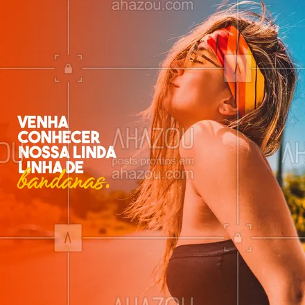 posts, legendas e frases de moda praia para whatsapp, instagram e facebook: Nosso estoque de bandanas está te esperando, aproveite. 💜 #AhazouFashion #beach #fashion #moda #praia #summer #tendencia #verao #bandanas
