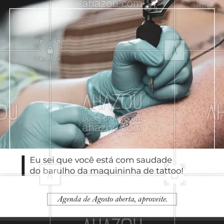 posts, legendas e frases de estúdios, tatuadores & body piercer para whatsapp, instagram e facebook: Saudade do barulho e da dorzinha que só a maquininha de tattoo proporciona. Aproveite e agende seu horário! ?? #AhazouInk #tatuagemfeminina #tattooepiercing #bodypiercing #tattootradicional #piercing #tatuagem #estudiodetattoo #AhazouInk 