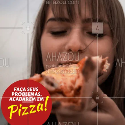 posts, legendas e frases de pizzaria para whatsapp, instagram e facebook: Todo mundo tem aqueles dias em que dá vontade de nem levantar da cama, mas tudo melhora quando alguém decide pedir uma pizza, afinal, você já viu alguém triste ou preocupado com algum problema quando está comendo uma pizza? ❤️? #FOMEDEPIZZA #FELICIDADE #PIZZA #PIZZARIA #DELIVERY #AHAZOUTASTE #ahazoutaste 