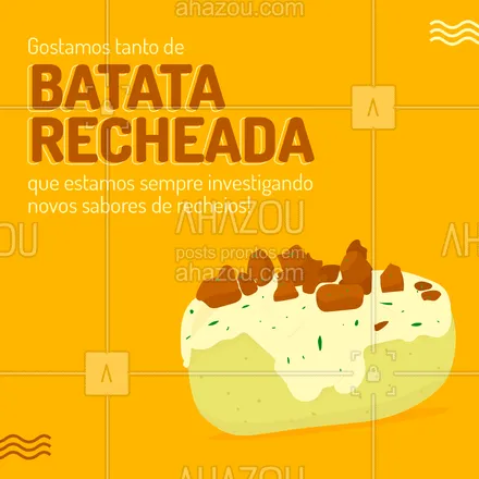 posts, legendas e frases de à la carte & self service, comidas variadas para whatsapp, instagram e facebook: Só quem ama batata recheada sabe como é bom experimentar os mais variados recheios. Quem concorda? ?❤️

#AhazouTaste #Gastronomia #BatataRecheada #Restaurante
