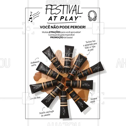 posts, legendas e frases de mary kay para whatsapp, instagram e facebook: Vai curtir o festival 🎶? Então garanta que sua make vai durar o dia todo com a base AT PLAY. ✨

#ahazoumarykay #ahazourevenda