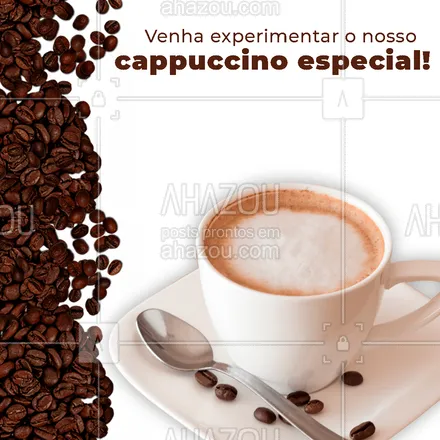 posts, legendas e frases de cafés para whatsapp, instagram e facebook: Você não pode deixar de experimentar nosso cappuccino incrível! Faça seu pedido que nós entregamos para você ? (00) 00000-0000  #cappuccino #café #expresso #ahazoutaste  #cafeteria