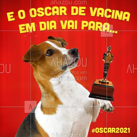 posts, legendas e frases de assuntos variados de Pets para whatsapp, instagram e facebook: A saúde do seu pet é o melhor dos prêmios. E aí, vai concorrer ao Oscar de vacina em dia? #AhazouPet #Oscar2021 #vacina #veterinário 