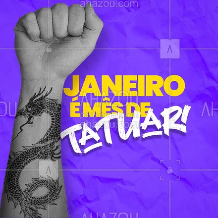 posts, legendas e frases de estúdios, tatuadores & body piercer para whatsapp, instagram e facebook: Já pensou na tattoo que vai fazer em janeiro? ? #AhazouInk #tattoo #tatuados #tatuagem #tatuagembrasil #AhazouInk 