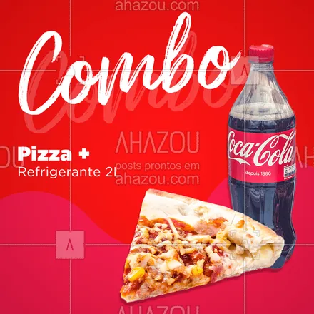 posts, legendas e frases de pizzaria para whatsapp, instagram e facebook: Hmmm que tal essa combinação pra hoje? Chama os amigos e peça já seu combo! #pizza #ahazoutaste #pizzaria 