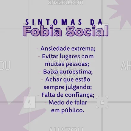 posts, legendas e frases de saúde mental para whatsapp, instagram e facebook: Fobia social ou ansiedade social é um transtorno originado da ansiedade intensa ou medo de ser julgado, avaliado negativamente ou rejeitado em uma situação social ou em um período de avaliação de desempenho.

🧠Além dos sintomas emocionais também ocorre sintomas físicos, como: ritmo cardíaco acelerado, náusea e sudorese, e podem sofrer ataques completos quando confrontados com uma situação temida. Embora reconheçam que seu medo é excessivo e irracional, as pessoas com fobia social frequentemente se sentem impotentes diante de sua ansiedade.

#AhazouSaude #fobiasocial #ansiedade #sintomas  #headspace  #mentalhealth  #saudemental  #viverbem 