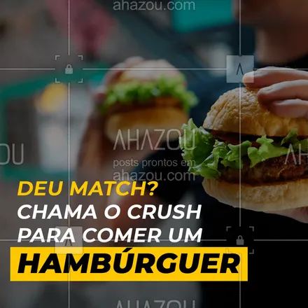 posts, legendas e frases de hamburguer para whatsapp, instagram e facebook: Marca o mozão e chama ele pra comer um hambúrguer! #hamburguer #ahazou