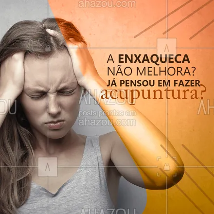 posts, legendas e frases de terapias complementares para whatsapp, instagram e facebook: Quem tem enxaqueca sabe como ela pode acabar com o dia. A acupuntura é um tratamento não medicamentoso eficaz par enxaqueca, já que além de controlar a dor, ele evita o uso de medicamentos que tem efeitos colaterais. Os pontos sempre serão escolhidos individualmente baseado no diagnóstico de cada pessoa, e o tratamento já se mostra efetivo no primeiro mês. #terapiascomplementares #bemestar #AhazouSaude #energia #vivabem #saude #acupuntura #AhazouSaude