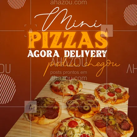 posts, legendas e frases de pizzaria, comidas variadas para whatsapp, instagram e facebook: É isso mesmo, nossas deliciosas mini pizzas direto para a sua casa! ?? 
#MiniPizza #Pizza #Delivery #ahazoutaste  #pizzalife #pizzalovers #pizzaria