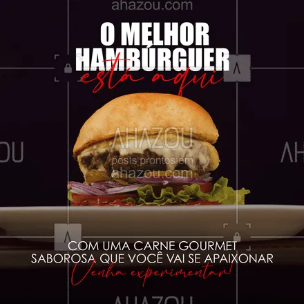 posts, legendas e frases de hamburguer para whatsapp, instagram e facebook: Venha experimentar o melhor hambúrguer da região.
Com carne gourmet que vai te apaixonar.
#ahazoutaste #artesanal  #burger  #burgerlovers  #hamburgueria  #hamburgueriaartesanal 
