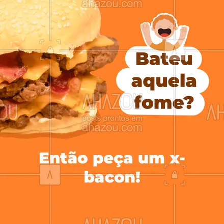 posts, legendas e frases de hamburguer para whatsapp, instagram e facebook: Quanto bate aquela fome monstro só um x-bacon ?? que resolve! Entre em contato e peça já o seu! #hamburgueriaartesanal #hamburgueria #burgerlovers #ahazoutaste #burger #artesanal #bacon #xbacon #promoçao 