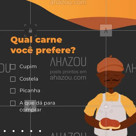 posts, legendas e frases de açougue & churrasco para whatsapp, instagram e facebook: É aí, conta aqui pra gente, qual é a sua favorita? 🤔 
#enquete #açougue #ahazoutaste  #churrascoterapia #meatlover