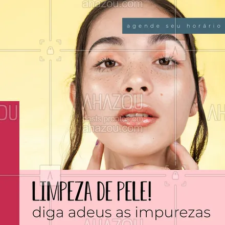 posts, legendas e frases de estética facial para whatsapp, instagram e facebook: Previna rugas e linhas de expressão com uma boa limpeza de pele! ? Agende seu horário ? (inserir telefone) #limpezadepele #skincare #ahazoubeauty #bemestar #esteticafacial