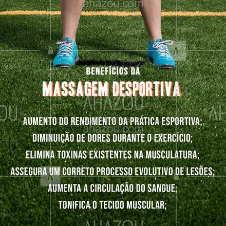 posts, legendas e frases de massoterapia para whatsapp, instagram e facebook: Já conhece a massagem desportiva? Marque o seu horário!

#massagemdesportiva #massagem ##ahazoumassagem  #esportes