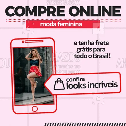 posts, legendas e frases de moda feminina para whatsapp, instagram e facebook: Venha aproveitar comprando online moda feminina e tendo frete totalmente grátis para o brasil inteiro! Você não vai perder essa oportunidade não é mesmo? #ModaFeminina #Ahazou #Fashion 